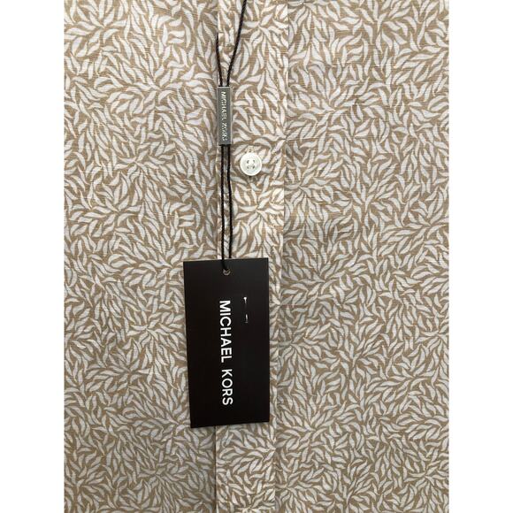 Michael Kors Men's Small Classic Fit Button Up Shirt Khaki NEW - Picture 3 of 8